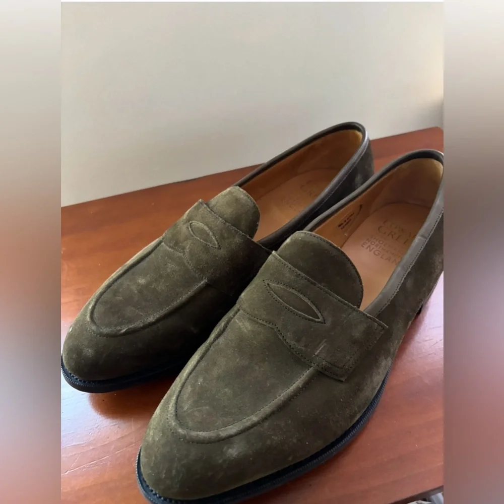 Edward Green Duke Green Suede Loafers 8 1/2 - Picture 6 of 11